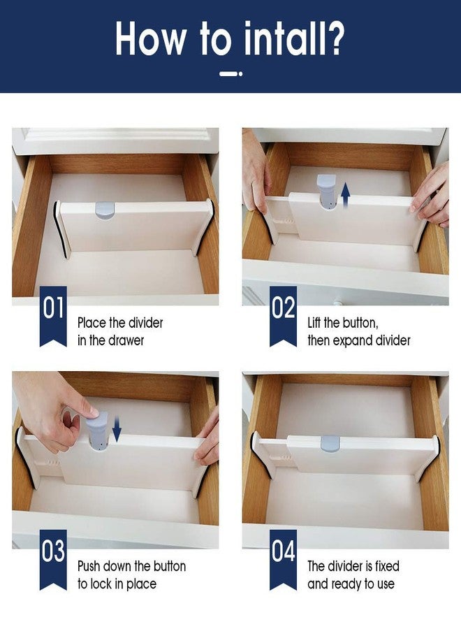 ZNCMRR Drawer Divider Organizers Adjustable from 11-17 Inches (6 Pack), Expandable Separators for Bedroom, Baby Drawer, Kitchen Storage - Image 5